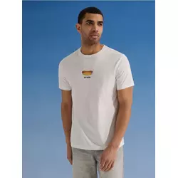 Sinsay - Pamučna majica sa printom hot doga - krem