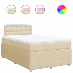 Vidaxl Box spring postelja z vzmetnico krem 120x200 cm blago