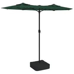 Dvostruki vrtni suncobran s LED svjetlima zeleni 316 x 145 cm