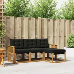 Set vanjskih sofa s jastukom 4 pcs Prirodna i crna