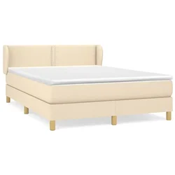 Vidaxl Box spring postelja z vzmetnico krem 140x200 cm blago