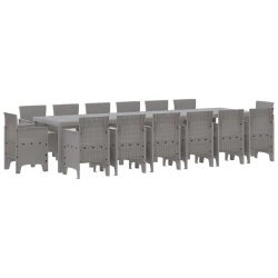 Vrtni set za objed 15 pcs Svijetlo sive, taupe Polt ratan