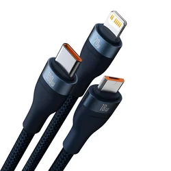 BASEUS polnilni kabel TipC 3v1 Lightning TipC/Mikro 100W PD 1,5m moder