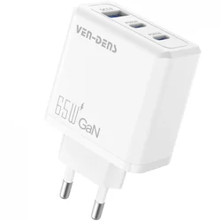 GaN Brzi punjač s 3 - Portnim Izlazom - 65W - Bijela KP34854