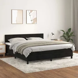 Greatstore Box spring postelja z vzmetnico črna 180x200 cm žamet