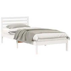 Vidaxl Konstrukcija postelje Bela 90 x 220 cm Masivno borovo les