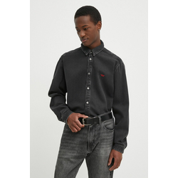 Traper košulja Diesel D-SIMPLY CAMICIA za muškarce, boja: crna, regular, s klasičnim ovratnikom, A03534.068KE
