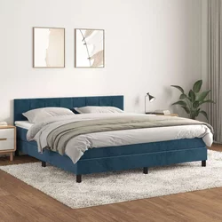 VIDAXL Box spring postelja z vzmetnico temno modra 160x200 c
