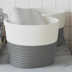 Košare za pohranu 2 kom sive-bijele O 24 x 18 cm pamučne