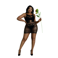 Crna elastična čipkasta haljina – Moonlight 01 Plus size