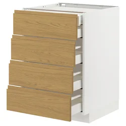 METOD / MAXIMERA Pod.elem.4fronta/2donj/3sred.fioke, bela/Voxtorp im. hrastovine, 60x60 cm