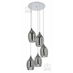 Viseći luster na sajli MARINA 5xE27/60W/230V hrom