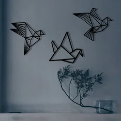 Opviq Zidna dekoracija Origami, 100x31 cm, 1.2mm, Crna