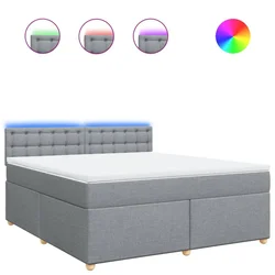 Vidaxl Box spring postelja z vzmetnico svetlo siva 180x200 cm blago