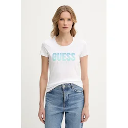 GUESS Majica svetlo modra/srebrna/bela