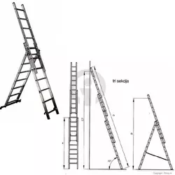 Aluminijumske kombinovane merdevine na izvlačenje (3x7)