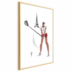 shumee Plakat - Ilustracija golfista z Eifflovim stolpom v ozadju