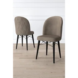 Hanah Home set trpezarijskih stolica Bika 2 kom, kapućino tkanina Babyface, crne drvene noge