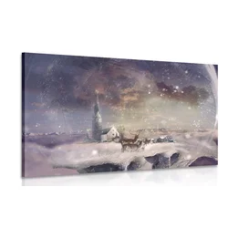 Slika jelen v zasneženi vasici - 40x30