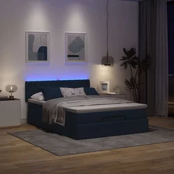 Otomanski krevet s madracem i LED plavi 140x190 cm tkanine