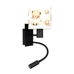 Brilagi - LED fleksibilna lampa BOBO 1xE27/25W/230V + LED/3W crna/bela/sa motivom medvedića