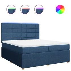 Vidaxl Box spring postelja z vzmetnico modra 200x200 cm blago