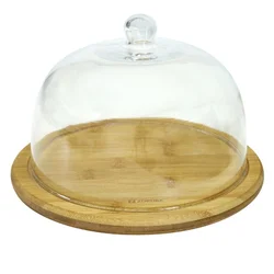 Cheese board, with glass cover, 24 cm - Zokura