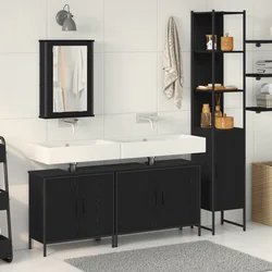 Set namještaja za kupaonicu Zidne 4 pcs Crna Konstruirano drvo