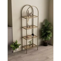 Hanah Home Idil polica za knjige 47 × 158 × 30 cm, antik / bronzano staklo