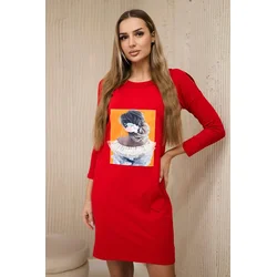 Dress with 3D graphics, lace red