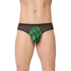 Moške tangice SoftLine 4524 - zelene karo M/L