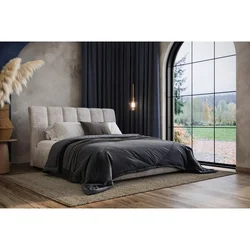 MID.YOU OBLAZINJENA POSTELJA 160 cm x 200 cm , les, tekstil, leseni material barve brona