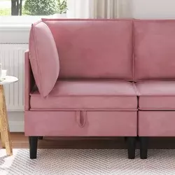 vidaXL Sofa z shranjevanjem Roza Žamet