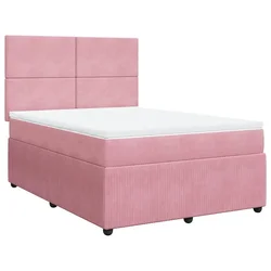 Vidaxl Box spring postelja z vzmetnico roza 140x190 cm žamet