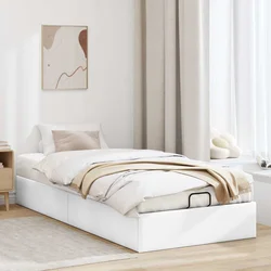 Vidaxl Otomanski posteljni okvir brez vzmetnice bel 90x200 cm