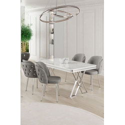Hanah Home Set Trpezarijski sto i 4 stolice Rigel, Sivo-beli