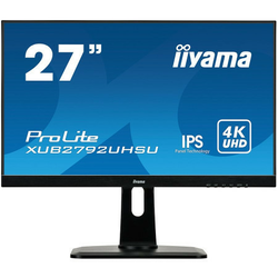 Iiyama prolite, 27 ETE, ULTRA SLIM LINE, 3840x2160 UHD, IPS, 4ms, 13cm height adj. stand, 300cdm˛, DVI, HDMI, DisplayPort, Speakers, USB-