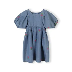 MINOTI Obleka moder denim / zelena / rdeča
