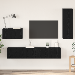 TV Kabinet za Zid Zidne 4 pcs Crni hrast Konstruirano drvo