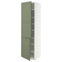 METOD Visoki element s policama/2 vrata, bela/Axstad sivozelena, 60x60x220 cm