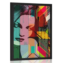 Plakat potret ženske na barvnem ozadju - 20x30 black