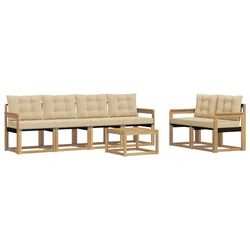 Set vanjskih sofa s jastukom 7 pcs Bijela i bež