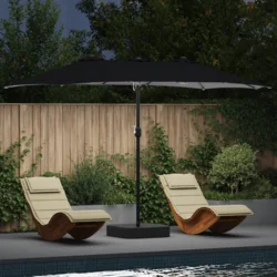 Vrtni suncobran Crna 385 x 209 x 244 cm Poliester