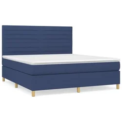 Vidaxl Box spring postelja z vzmetnico modra 180x200 cm blago