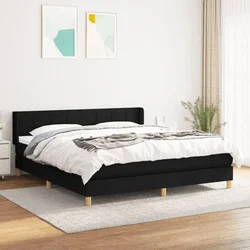Greatstore Box spring postelja z vzmetnico črna 180x200 cm blago