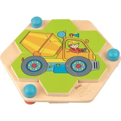 GOKI Puzzle šestkotnik Gradbeni stroji