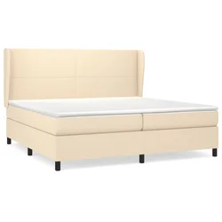 Vidaxl Box spring postelja z vzmetnico krem 200x200 cm blago