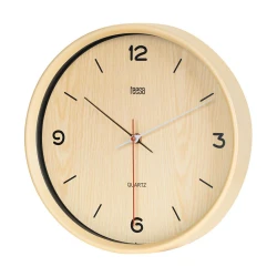 TEESA Zidni analogni sat drveni motiv svetlo braon prečnik 30cm TSA0048