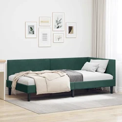 Kutni okvir kreveta Tamnozelena 90 cm x 190 cm Baršun