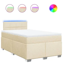 Vidaxl Box spring postelja z vzmetnico krem 120x190 cm blago